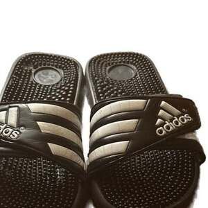 adidas Massage Slides in Core Black and Cloud White
